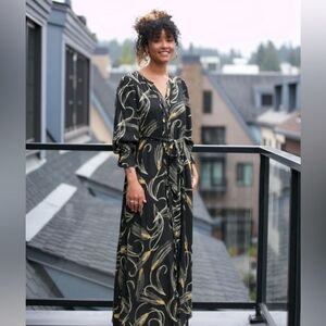 The ODELLS Sophia Maxi Dress Small Black and Tan